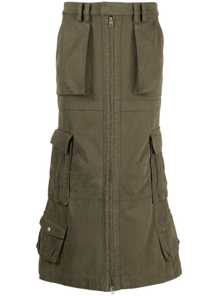 Green Washed Cargo Skirt