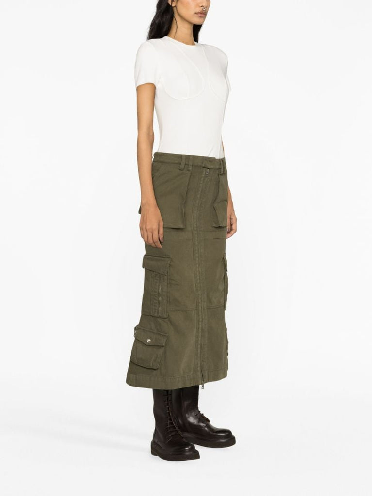 Green Washed Cargo Skirt