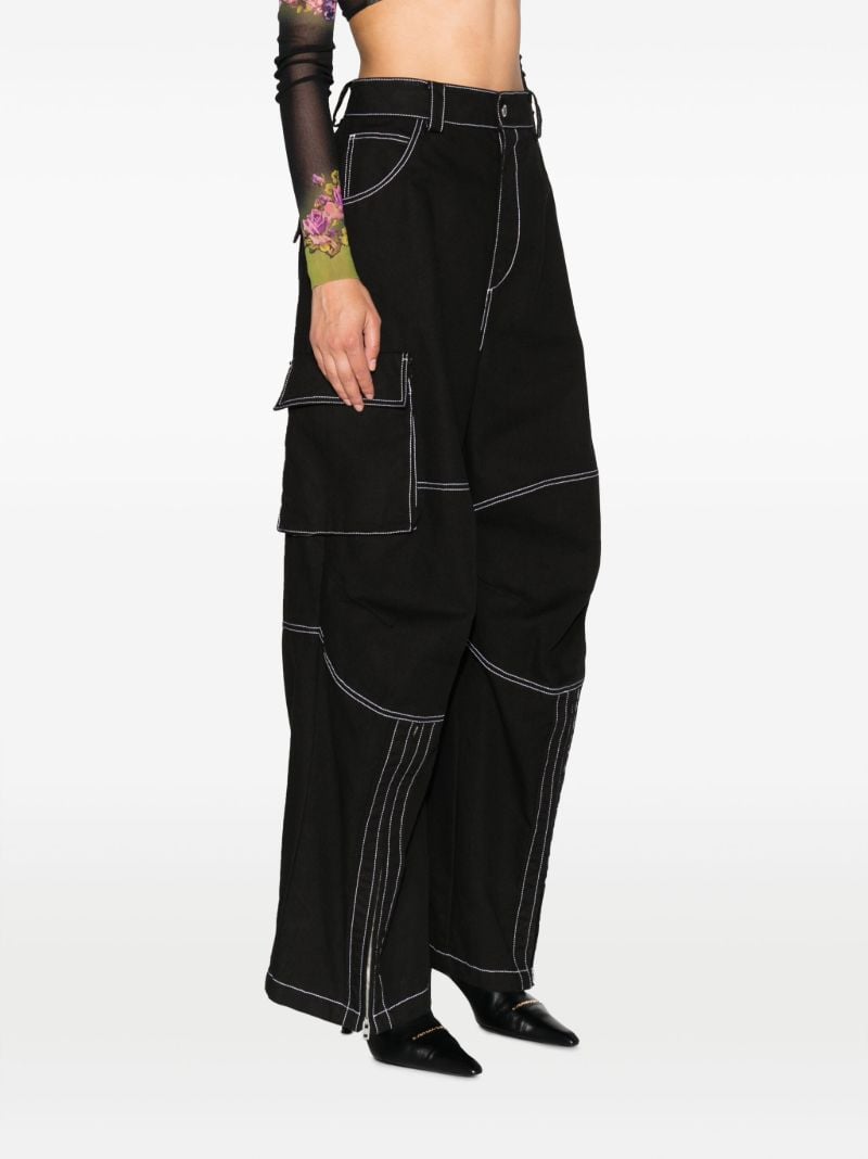 Black Contrast-stitch Cotton Trousers