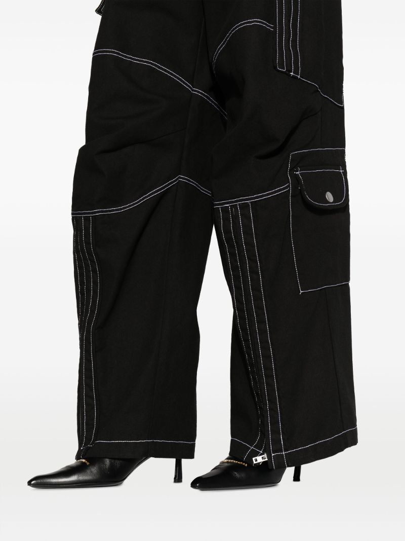 Black Contrast-stitch Cotton Trousers