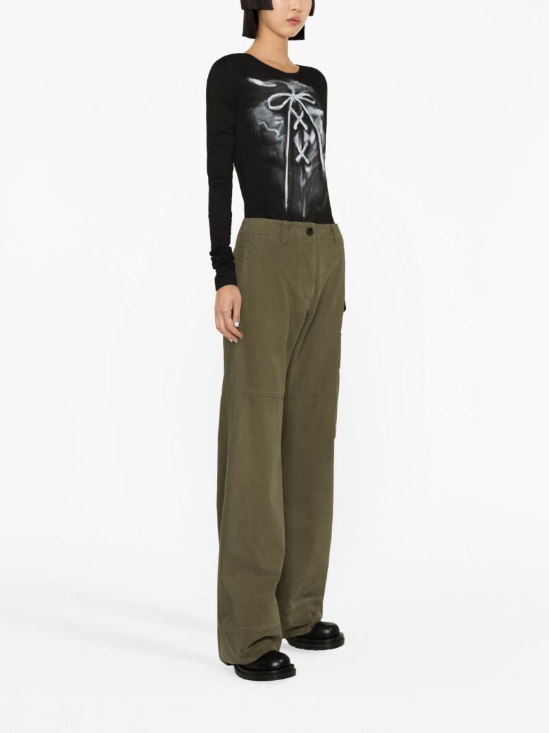 Green Washed Cargo Trousers