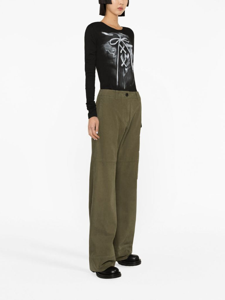 Green Washed Cargo Trousers
