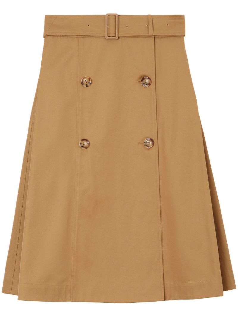 Brown Trench Belted Cotton Skirt