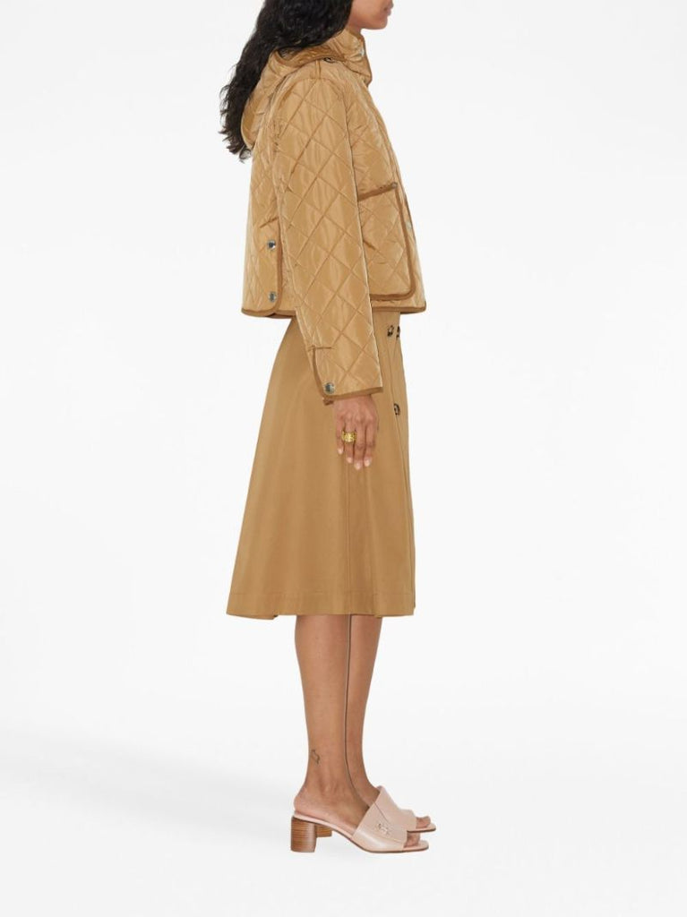 Brown Trench Belted Cotton Skirt