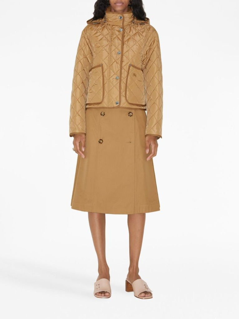 Brown Trench Belted Cotton Skirt
