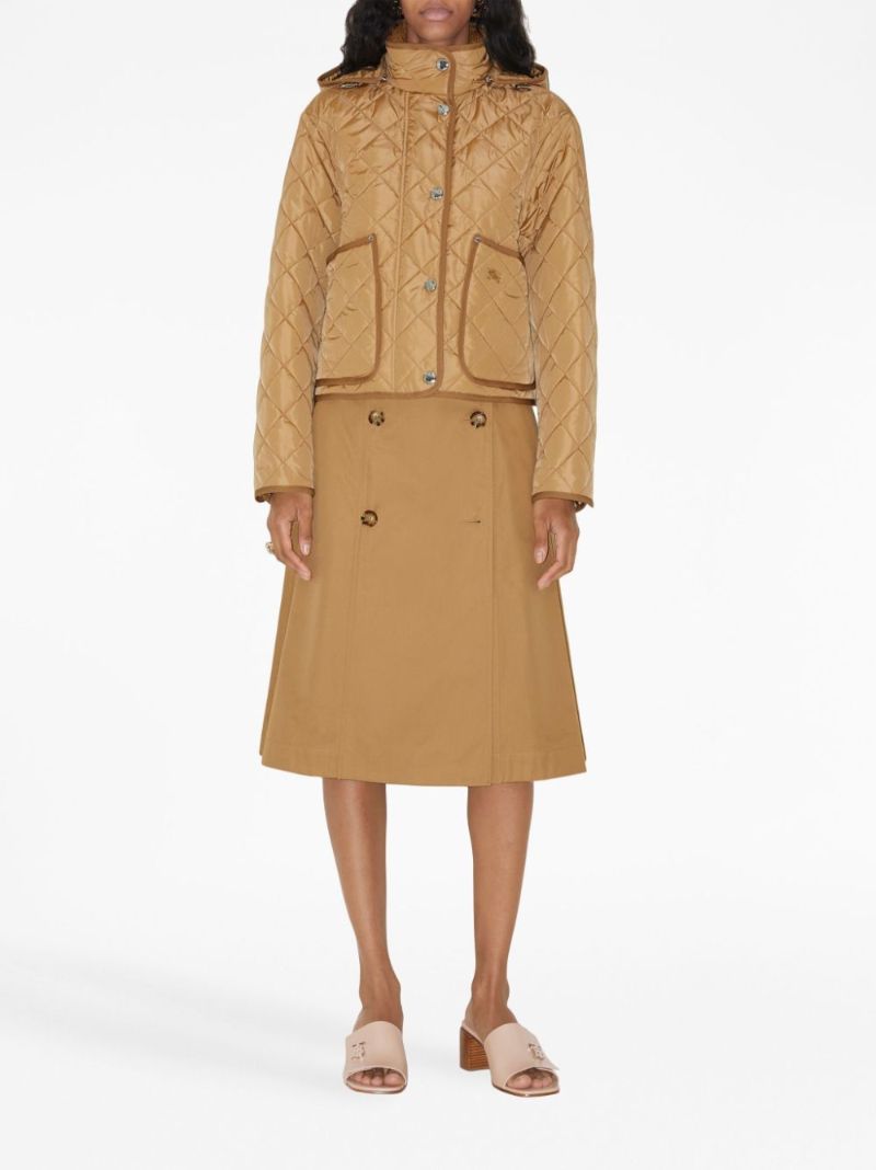 Brown Trench Belted Cotton Skirt