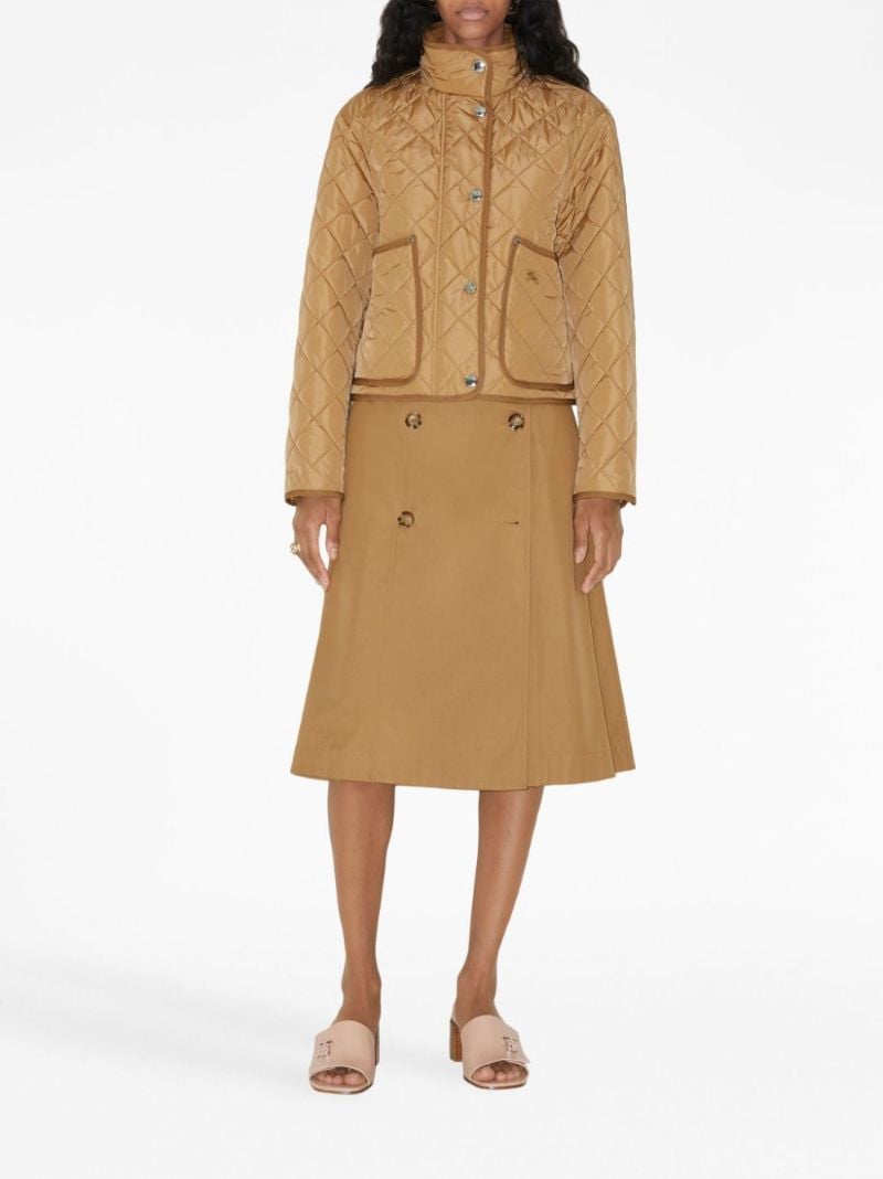 Brown Trench Belted Cotton Skirt