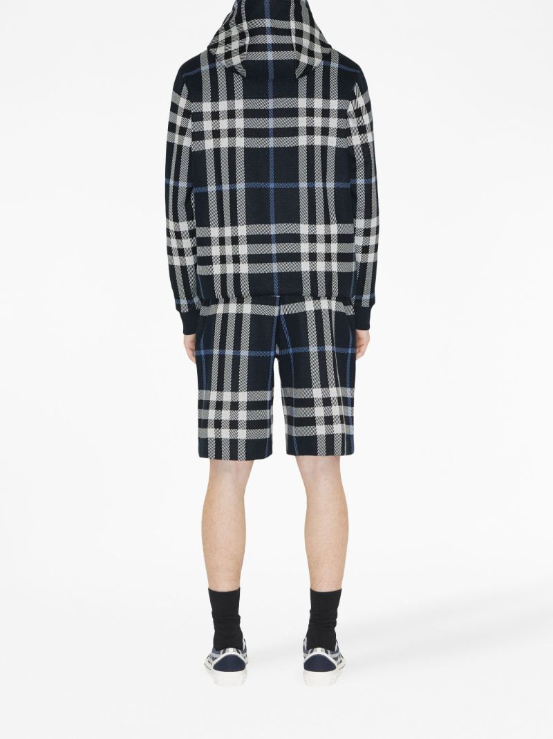Blue Check Cotton Shorts