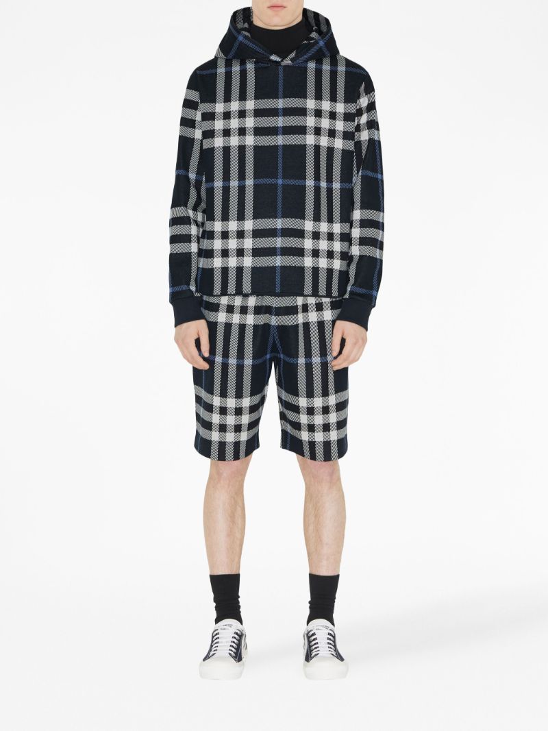 Blue Check Cotton Shorts