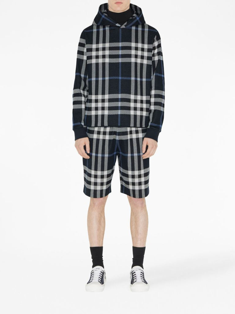 Blue Check Cotton Shorts