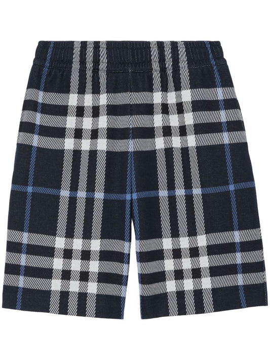 Blue Check Cotton Shorts