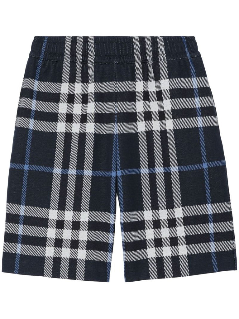 Blue Check Cotton Shorts