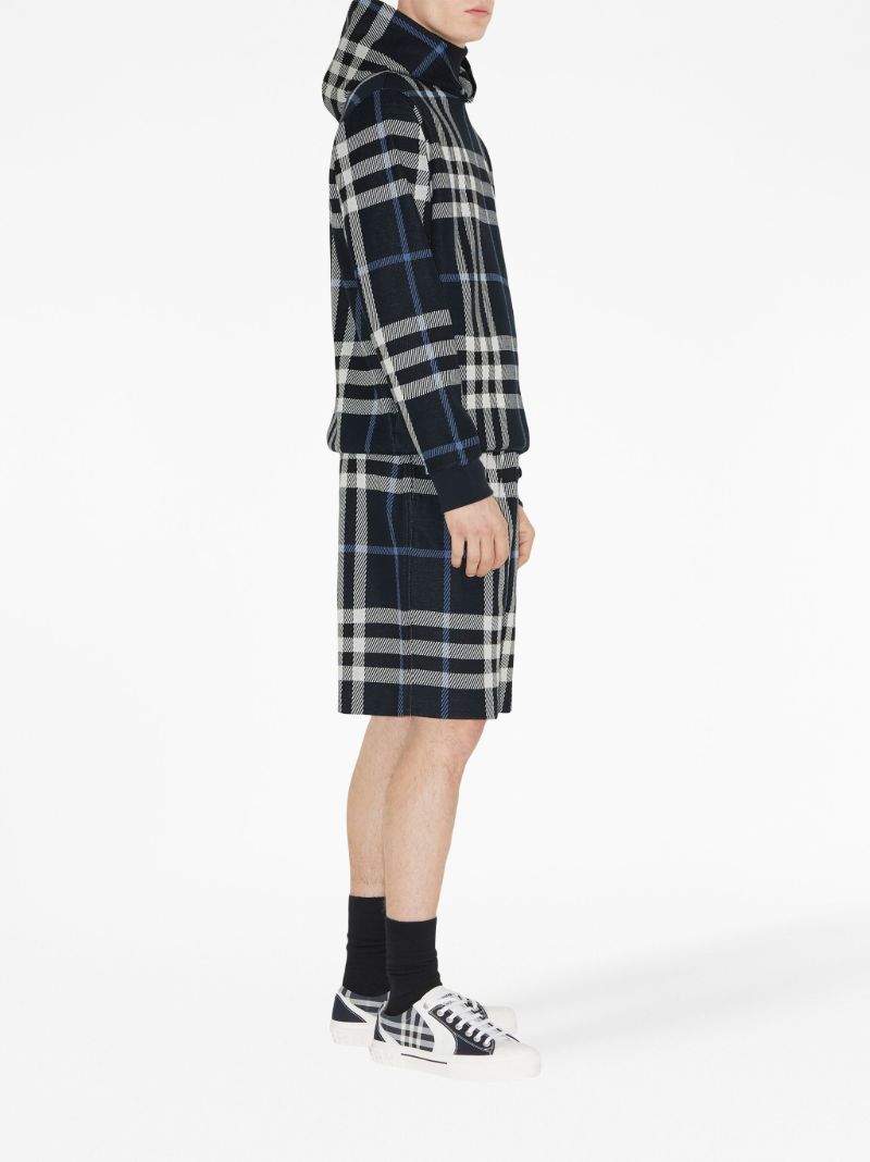 Blue Check Cotton Shorts