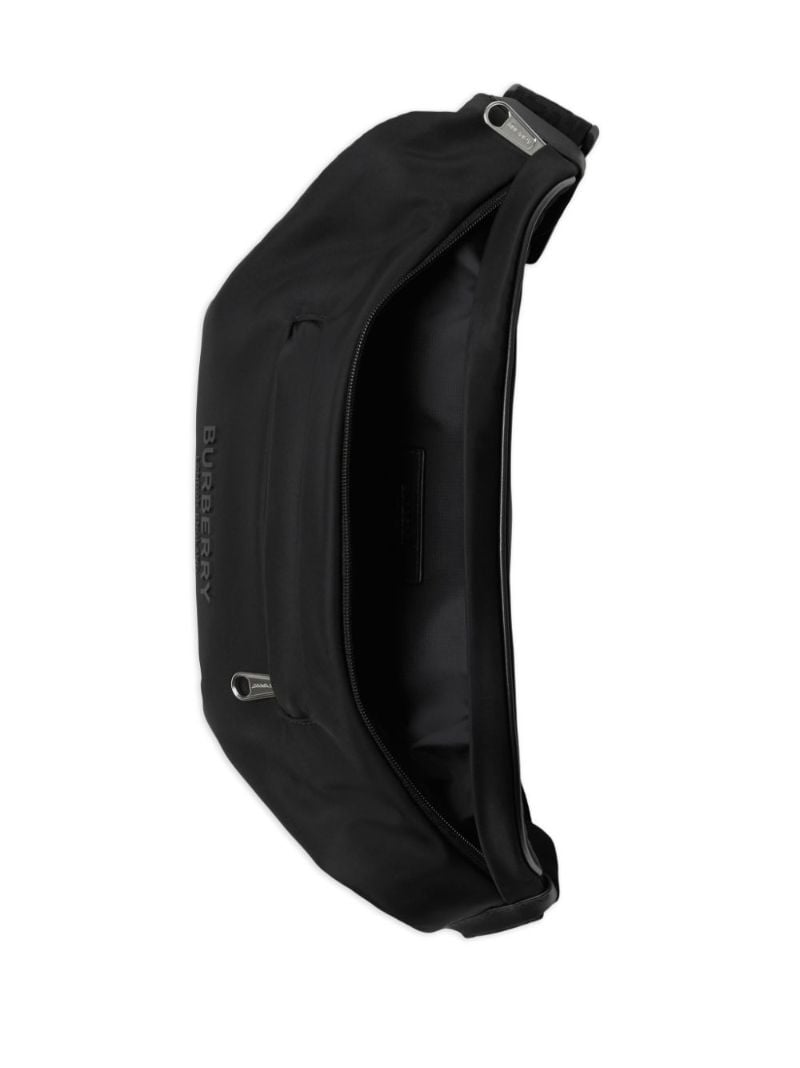 Black Curve Logo-embossed Belt Bag