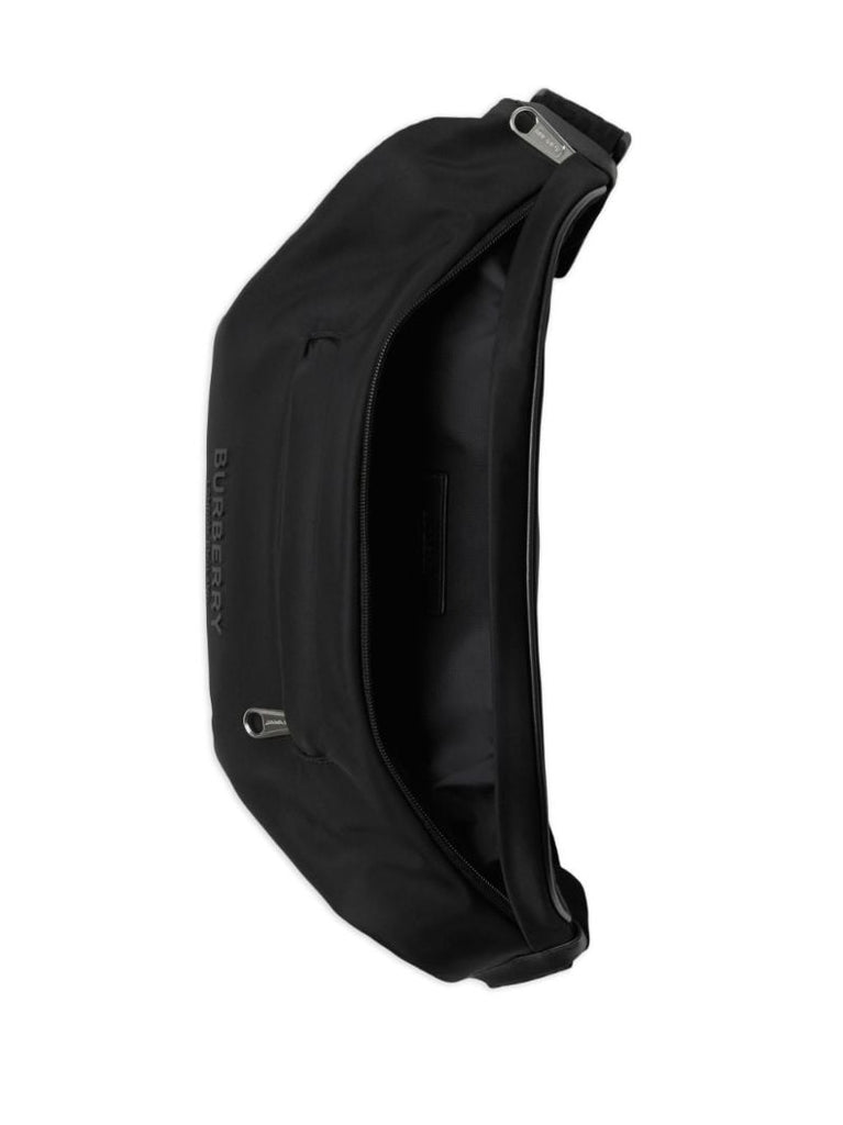 Black Curve Logo-embossed Belt Bag