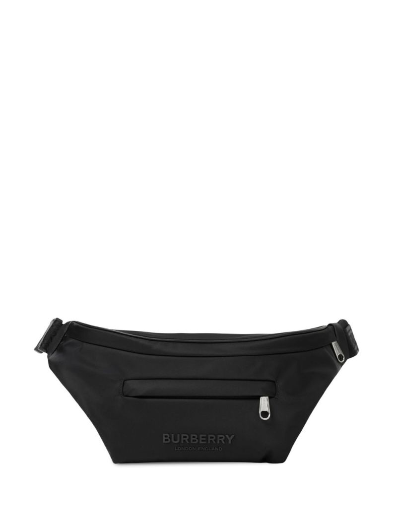 Black Curve Logo-embossed Belt Bag