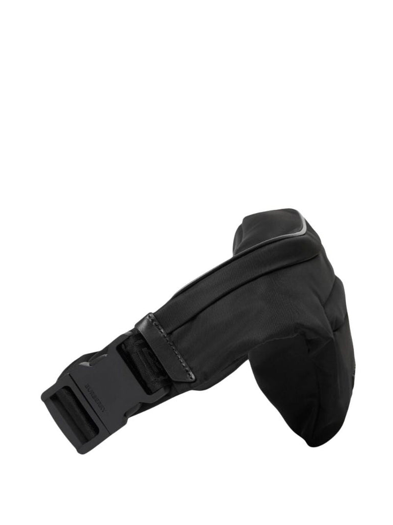 Black Curve Logo-embossed Belt Bag