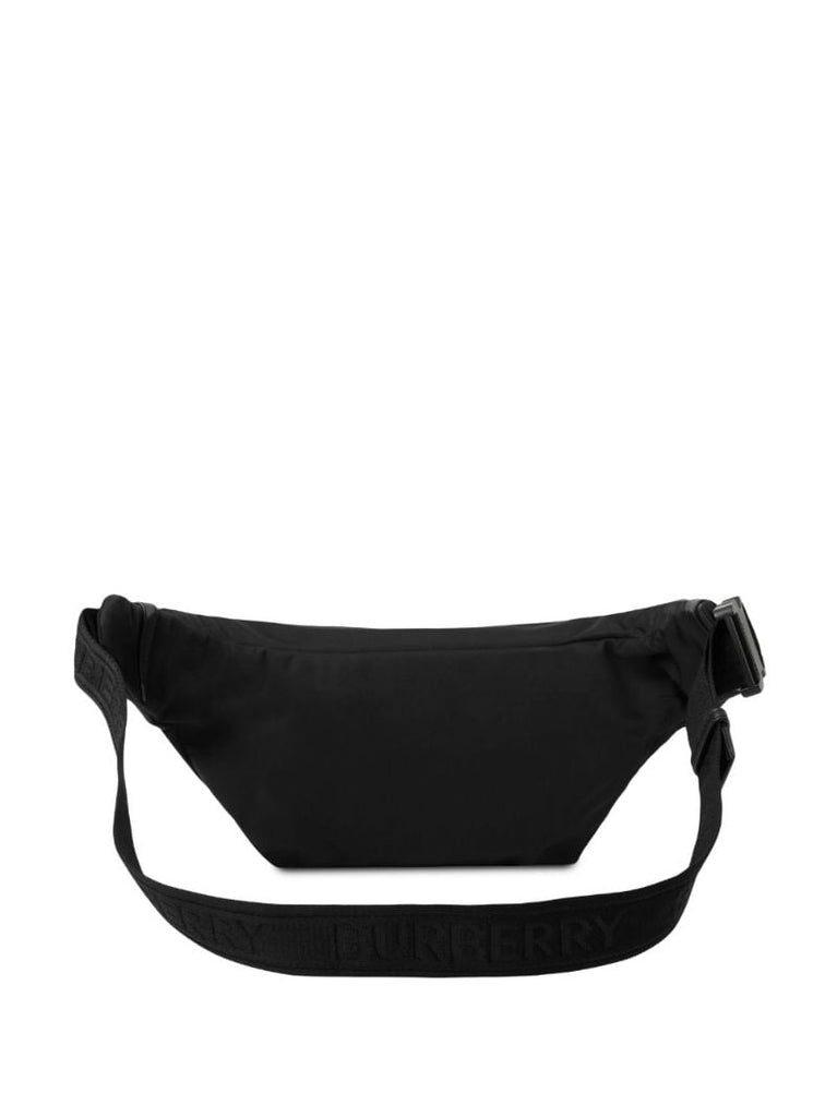 Black Curve Logo-embossed Belt Bag