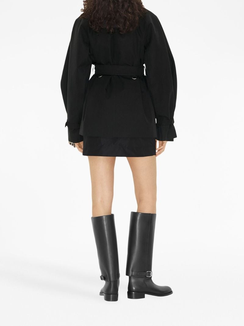 Black Cape-sleeve Cropped Trench Coat