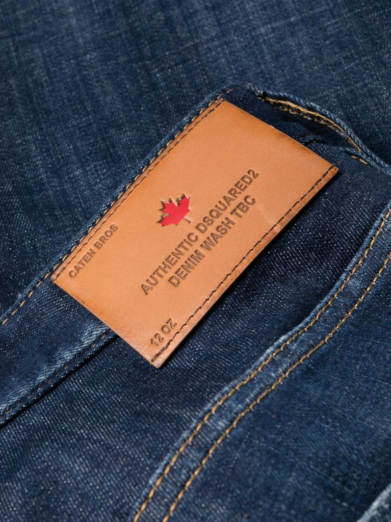 Blue Whiskering Slim-cut Jeans