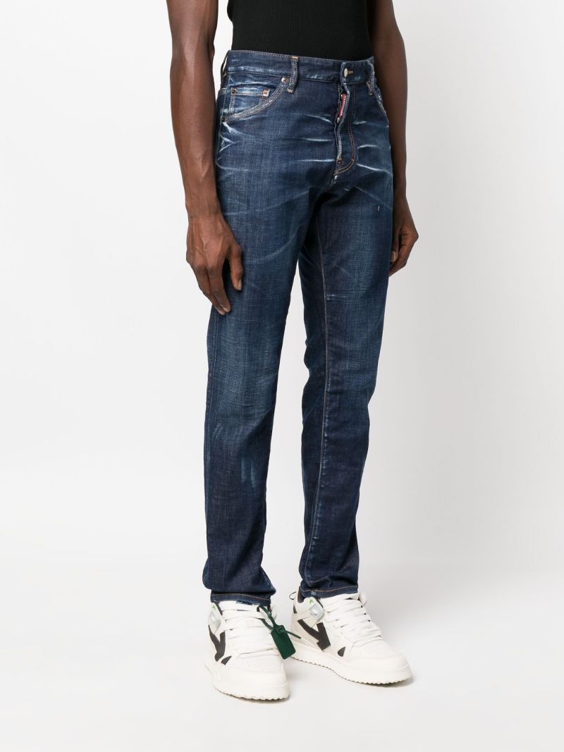Blue Whiskering Slim-cut Jeans