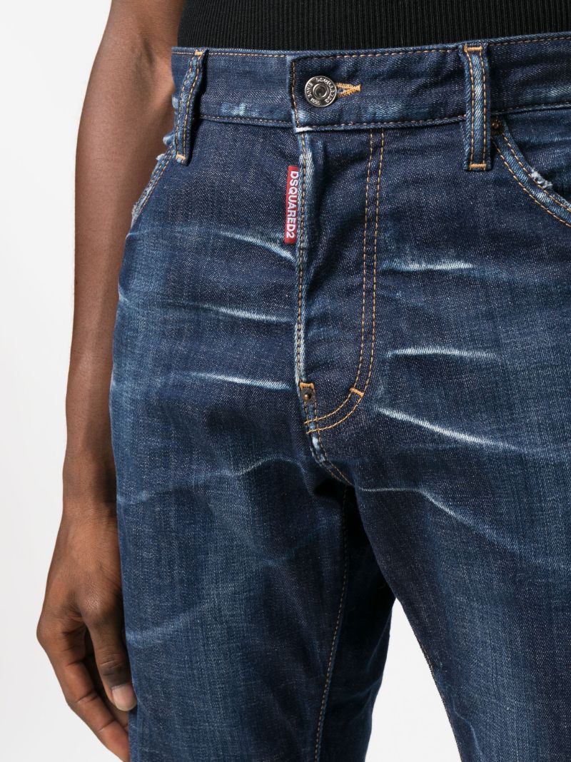 Blue Whiskering Slim-cut Jeans