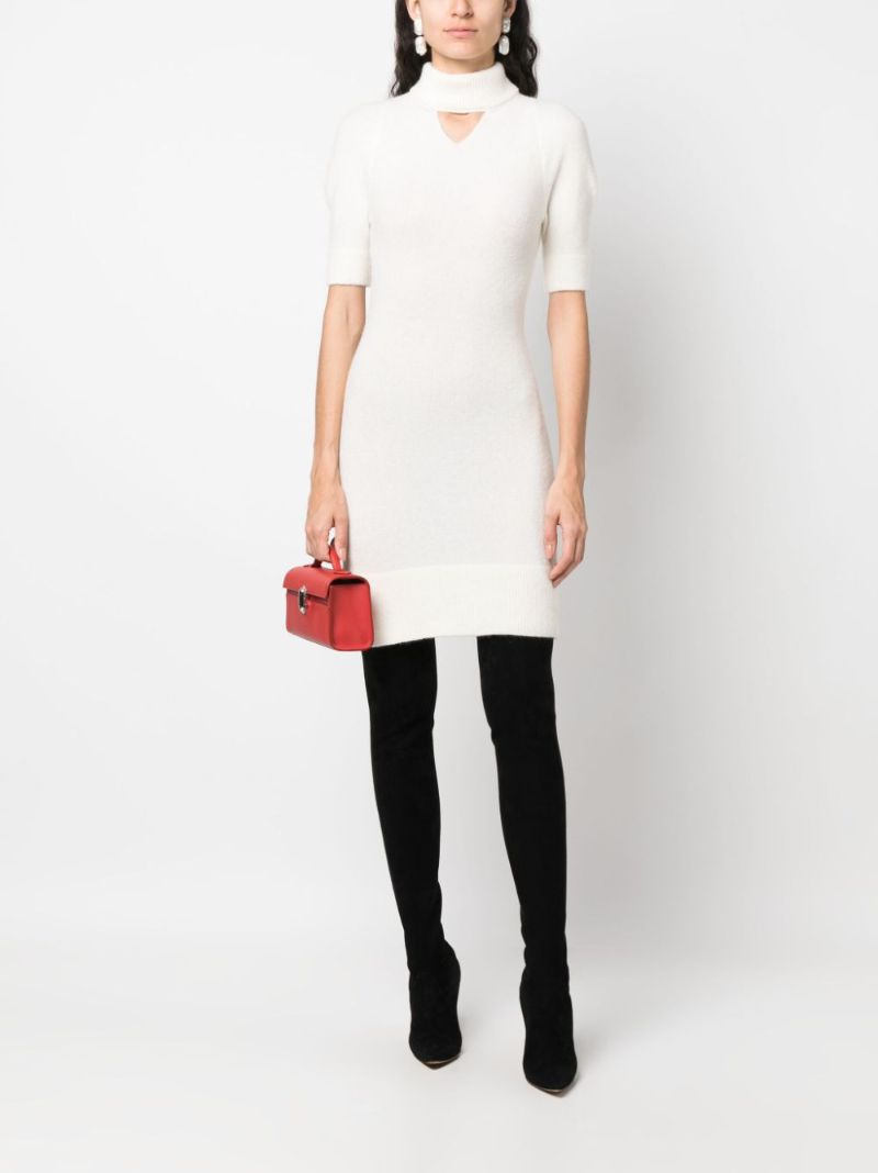 White Cut-out Knitted Mini Dress