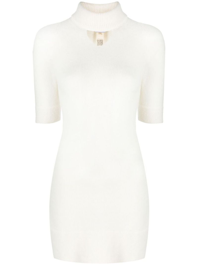 White Cut-out Knitted Mini Dress