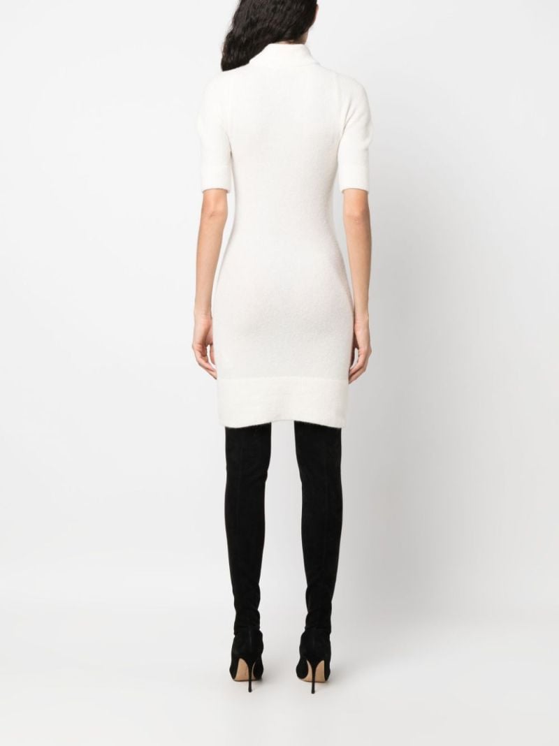 White Cut-out Knitted Mini Dress