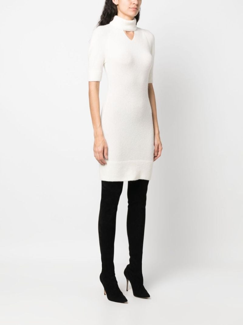 White Cut-out Knitted Mini Dress
