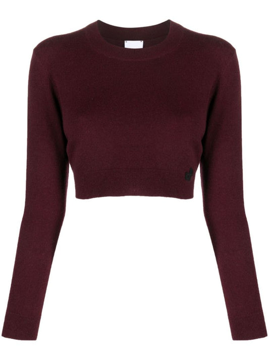 Red Logo-embroidered Cropped Sweater