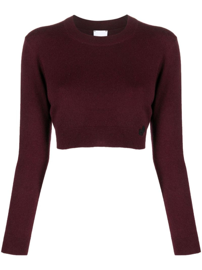 Red Logo-embroidered Cropped Sweater