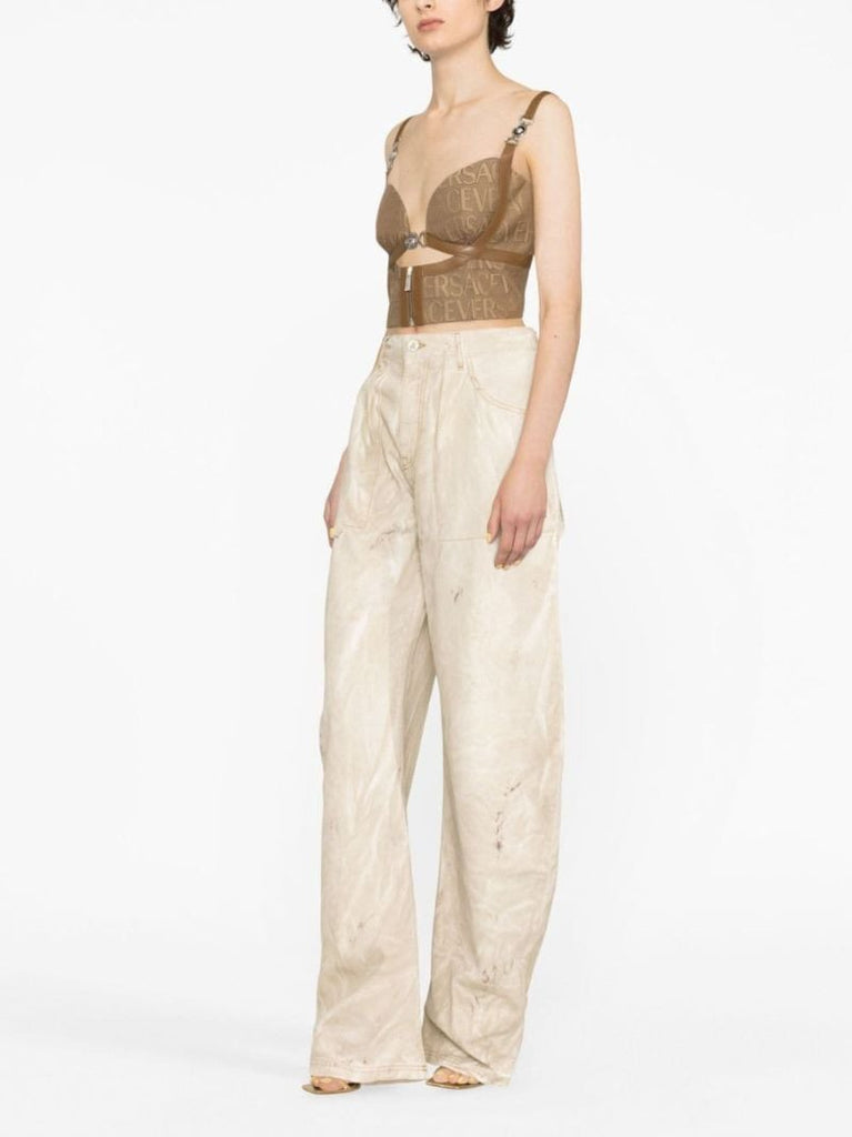 Brown Logo Jacquard Bustier Top