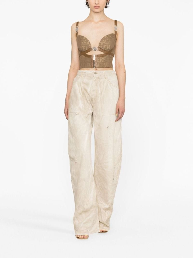 Brown Logo Jacquard Bustier Top