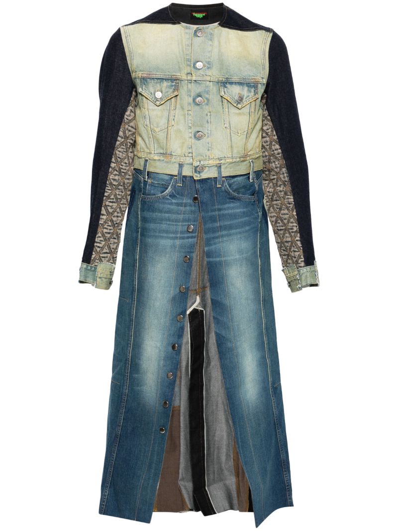 Blue Justa Trompe L'oeil-print Coat