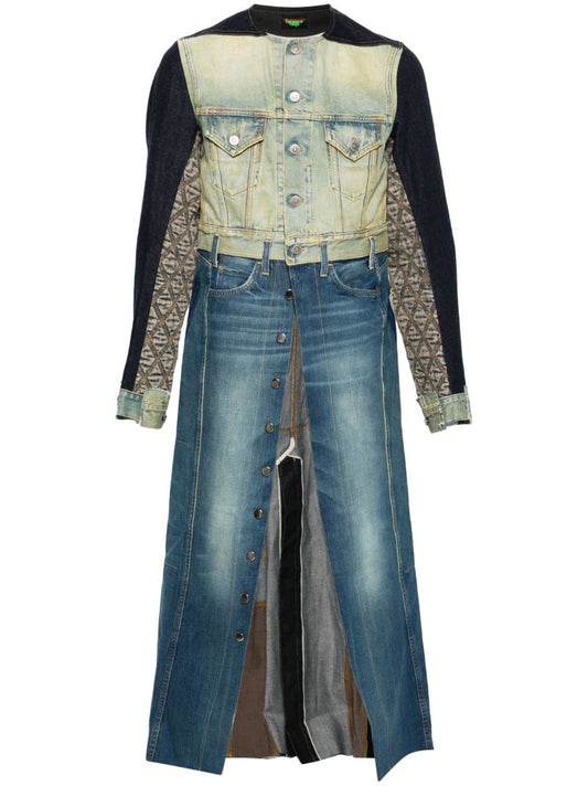 Blue Justa Trompe L'oeil-print Coat