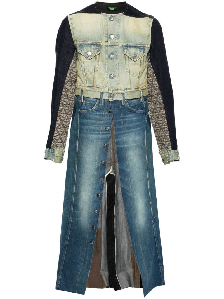 Blue Justa Trompe L'oeil-print Coat