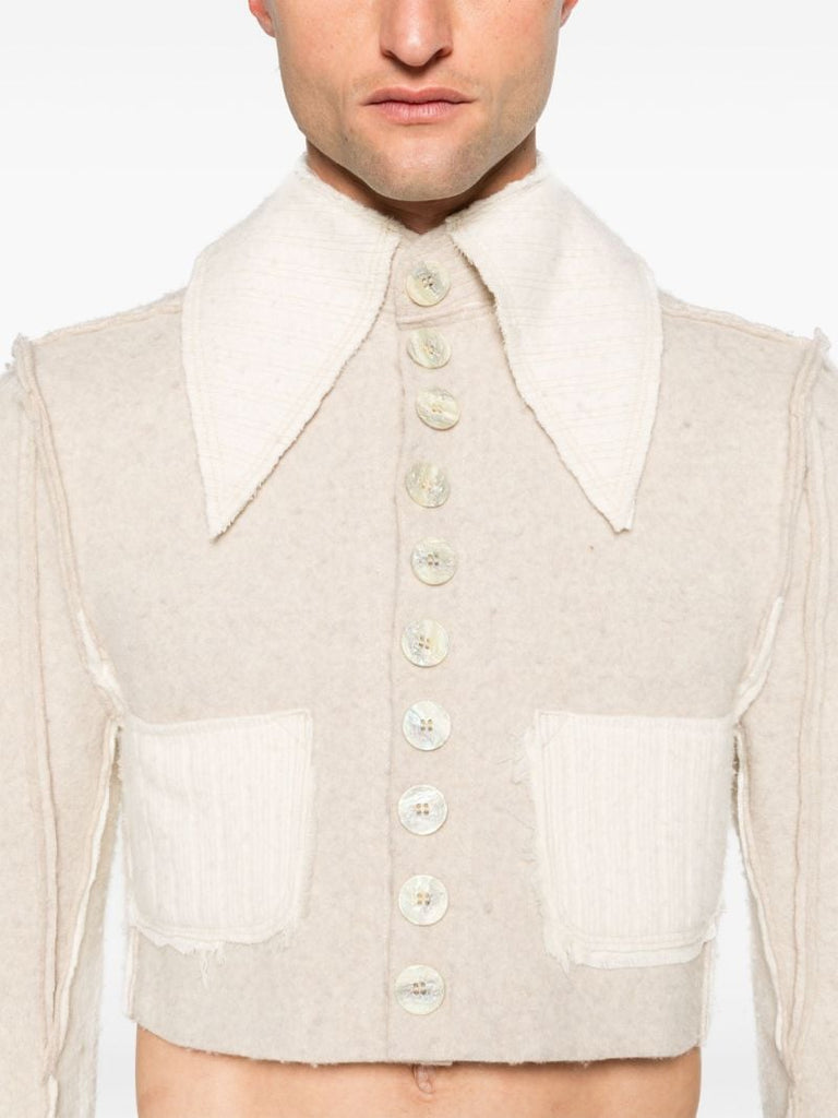 Neutral Scarlet Merino Wool Cropped Jacket