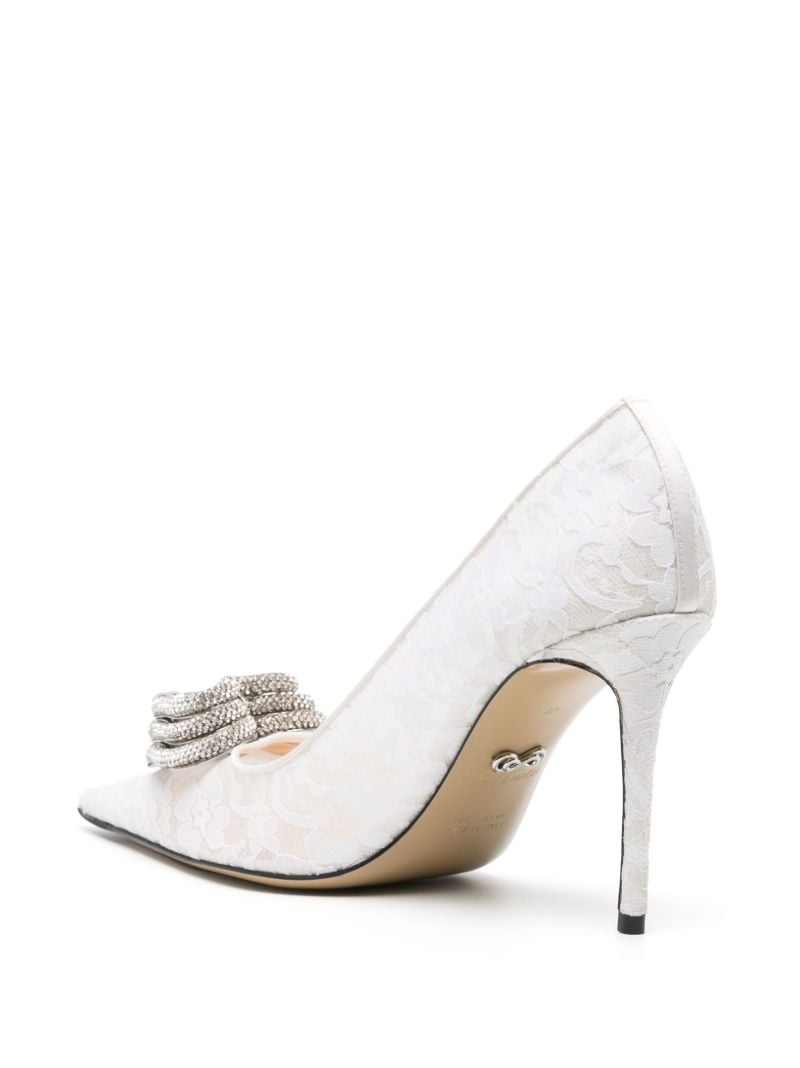 White 100 Triple Heart Lace Pumps