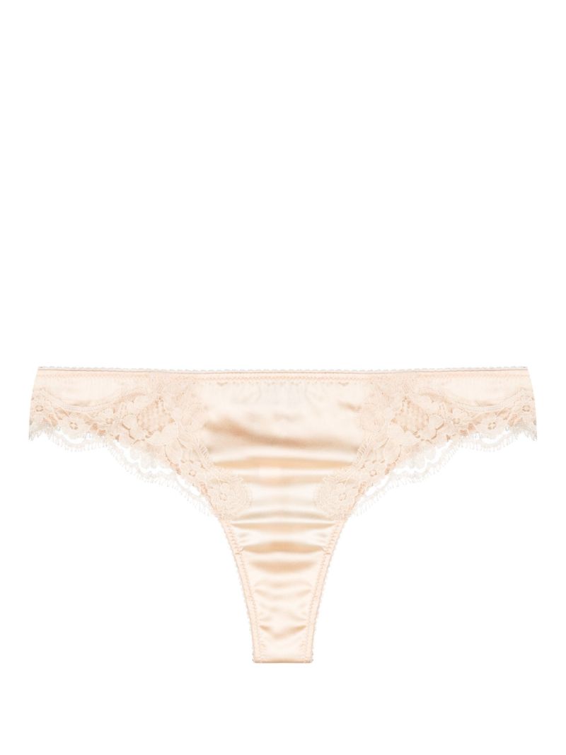 Pink Lace Detail Satin Thongs