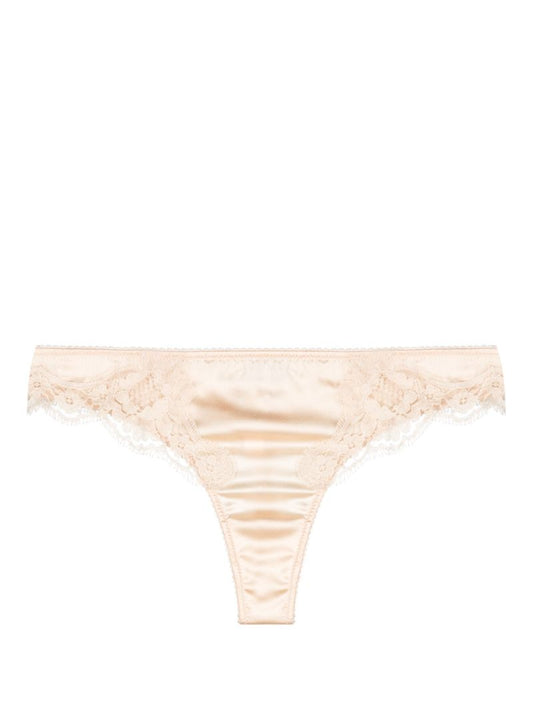 Pink Lace Detail Satin Thongs