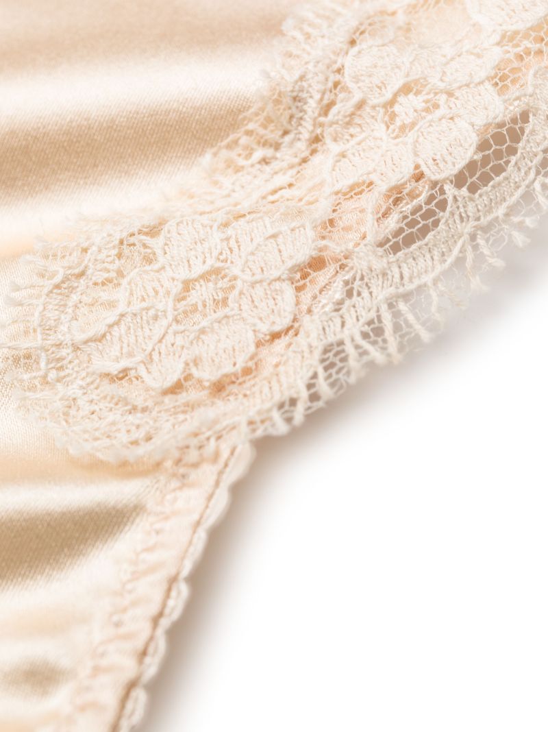 Pink Lace Detail Satin Thongs