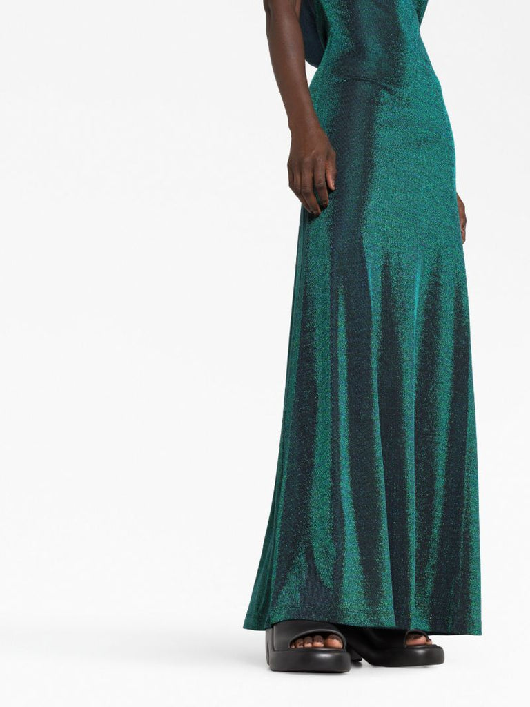Green Metallic Maxi Dress