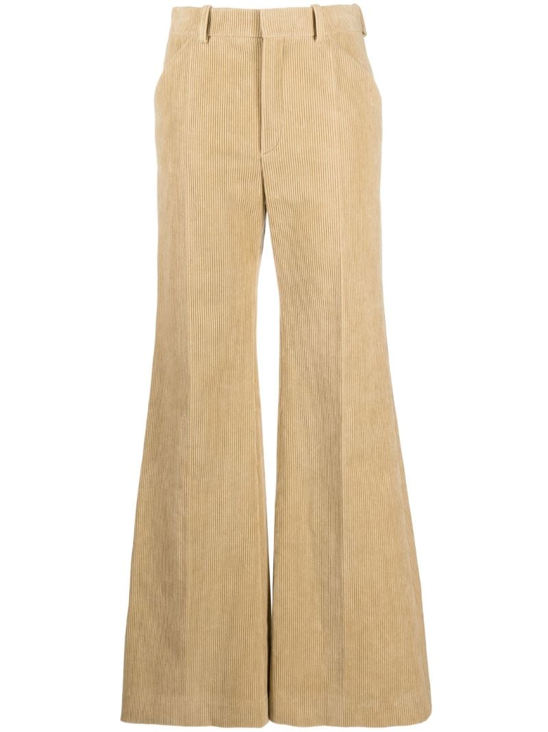 Neutral Corduroy Flared Trousers