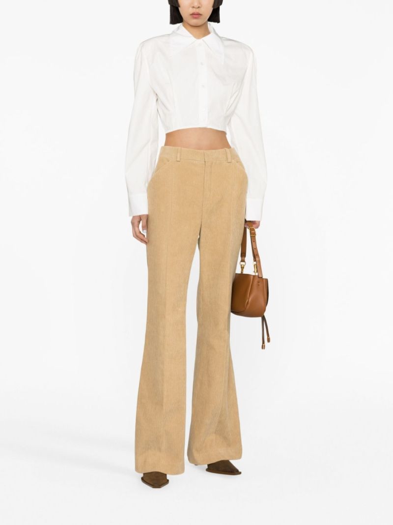 Neutral Corduroy Flared Trousers