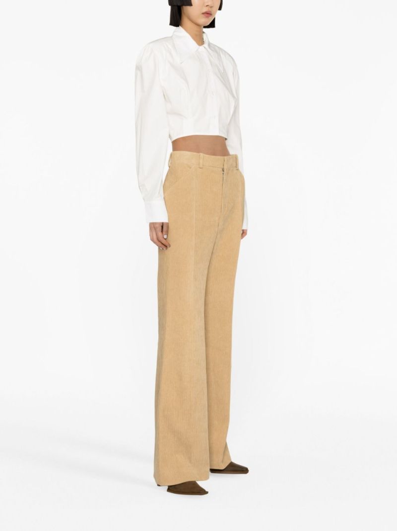 Neutral Corduroy Flared Trousers