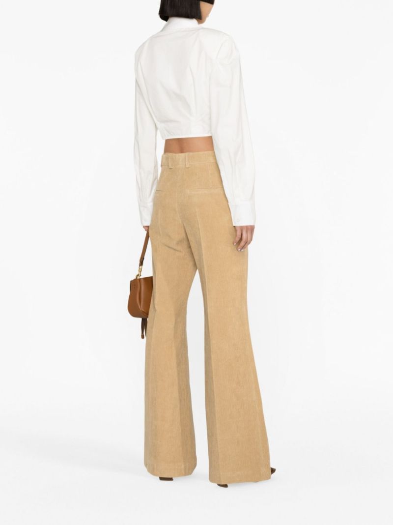 Neutral Corduroy Flared Trousers