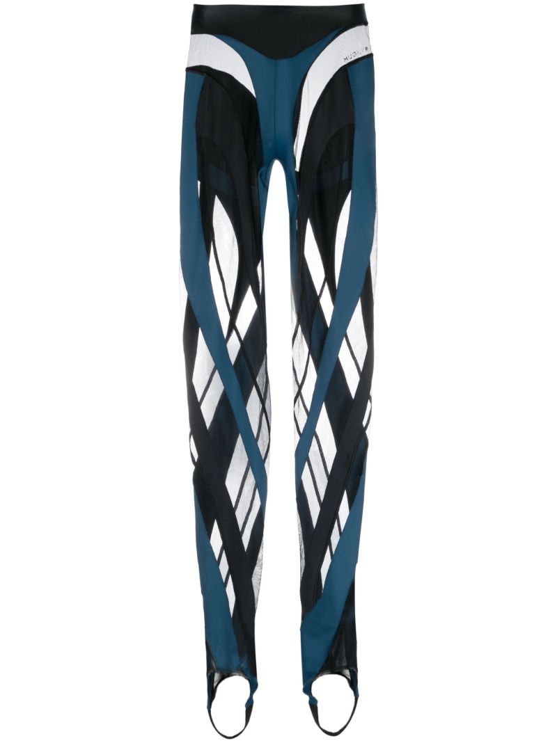 Blue Spiral Panelled Leggings