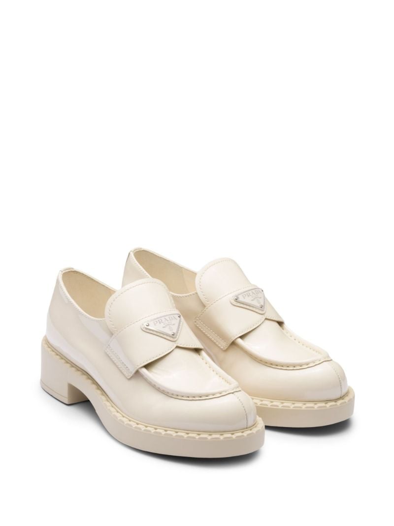 White Logo Leather Chunky Loafers