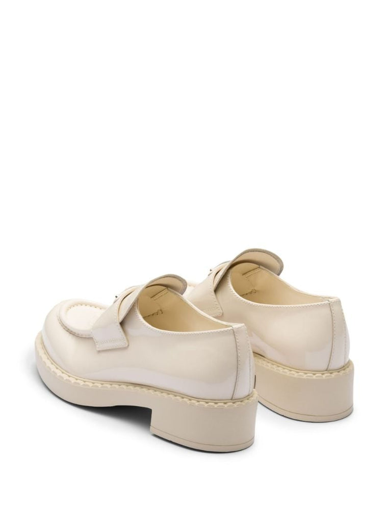 White Logo Leather Chunky Loafers